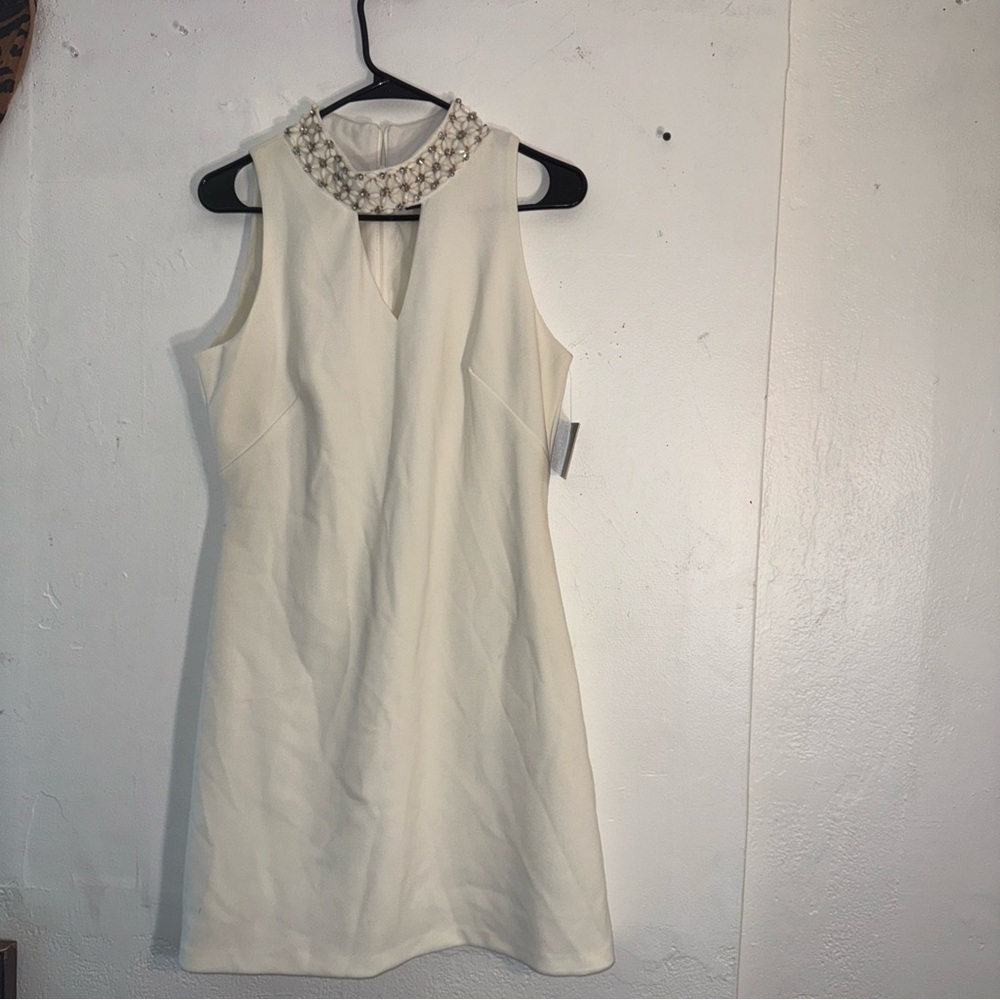 Just...Taylor Cream Sequin Halter Sheath Dress